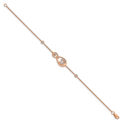 14K Gelbgold poliertes Armband mit natürlichen Diamanten, 17,8 cm (7 Zoll)