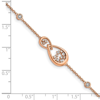 14K Gelbgold poliertes Armband mit natürlichen Diamanten, 17,8 cm (7 Zoll)