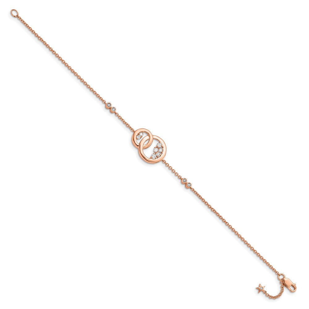14K Gelbgold Armband mit natürlichen Diamanten, rund, Krappenfassung, 17,8 cm