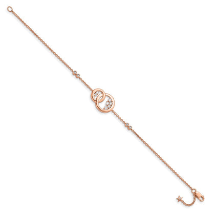 14K Gelbgold Armband mit natürlichen Diamanten, rund, Krappenfassung, 17,8 cm