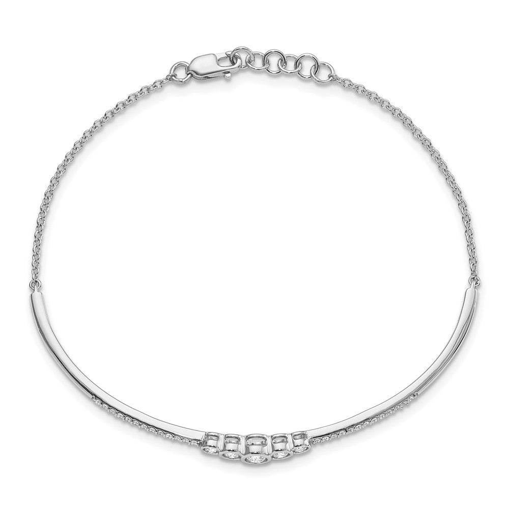 Armband aus 14K Gelbgold mit poliertem Finish und natürlichen Diamanten in Krappen- und Zargenfassung, massiv, 3 mm breit