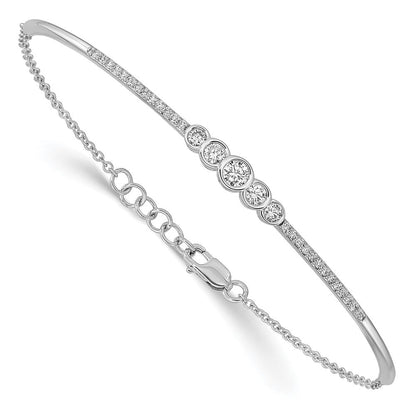 Armband aus 14K Gelbgold mit poliertem Finish und natürlichen Diamanten in Krappen- und Zargenfassung, massiv, 3 mm breit