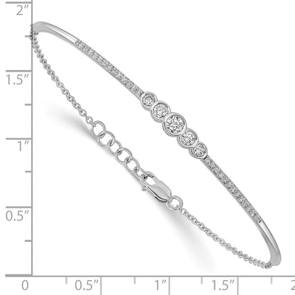 Armband aus 14K Gelbgold mit poliertem Finish und natürlichen Diamanten in Krappen- und Zargenfassung, massiv, 3 mm breit