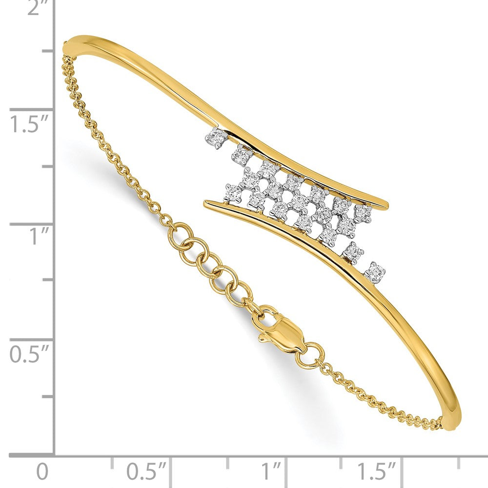 14K Gelbgold Armband, poliert, mit Diamant-Cluster-Mittelteil, 17,8 cm mit 1,3 cm Verlängerung