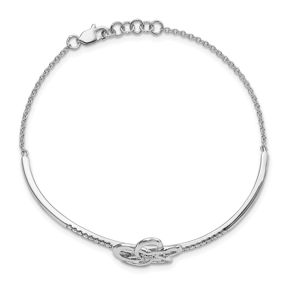 14K Gelbgold Armband mit natürlichen Diamanten, poliertes Blumen-Stab-Design, 17,8 cm mit 1,3 cm Verlängerung