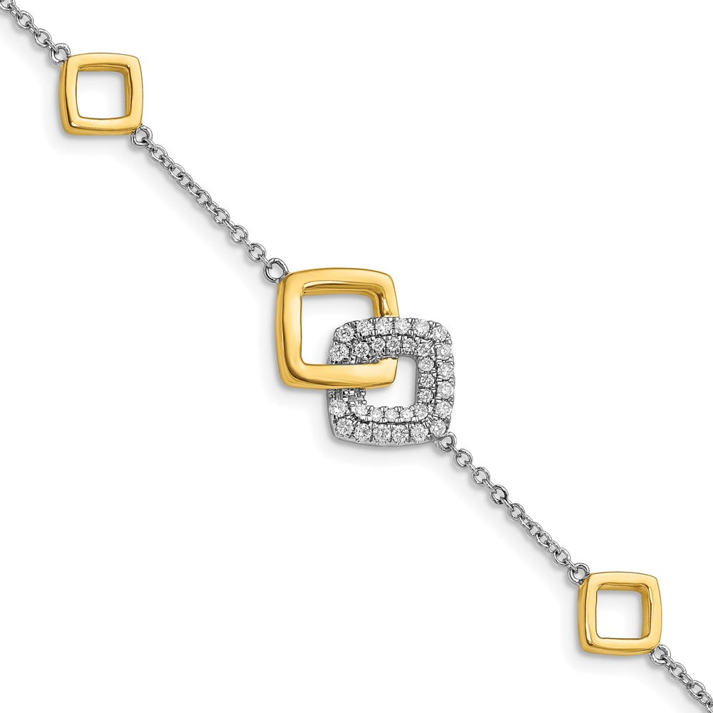 14K Gelbgold Armband mit natürlichen Diamanten, poliert, Krappenfassung, rund, 17,8 cm