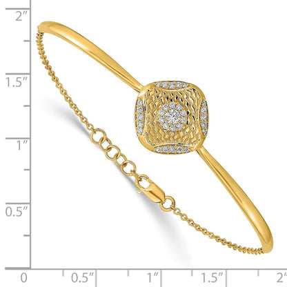 14 Karat Gelbgold poliertes Armband mit Diamant-Rautengeflecht-Stab, 17,8 cm mit 1,3 cm Verlängerung