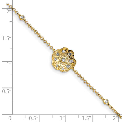 14K Gelbgold Armband mit Kreis-Motiv aus natürlichen Diamanten, poliertes und gebürstetes Finish, 17,8 cm