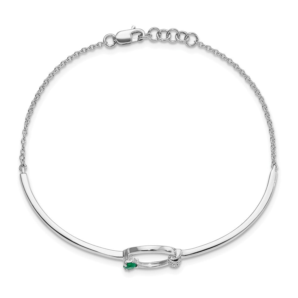 14K Gelbgold Armband mit natürlichem Smaragd und natürlichen Diamanten, Kreis-Design, 17,8 cm mit 1,3 cm Verlängerung