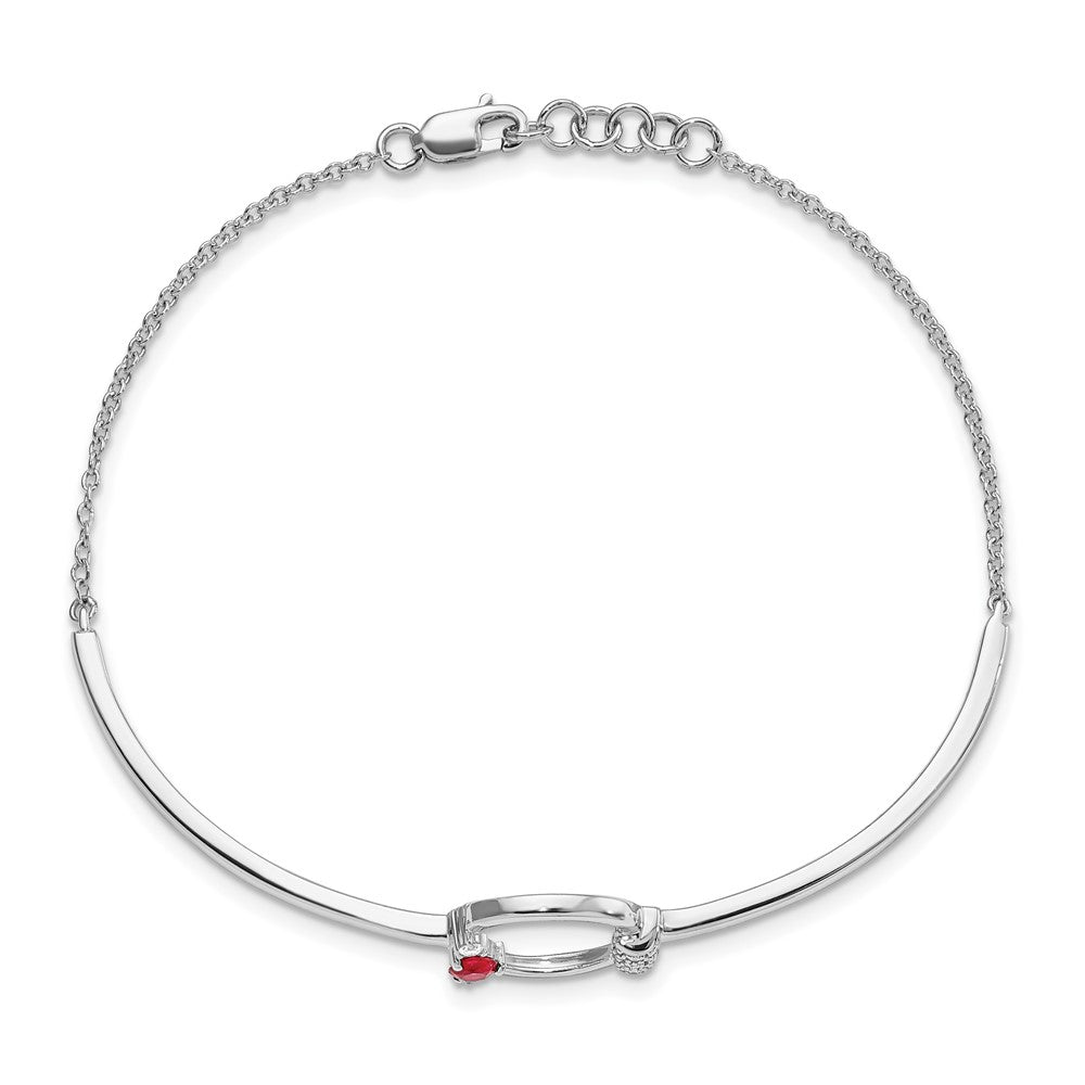 14K Gelbgold-Armband mit natürlichem Rubin und Diamant, rund, poliert, 17,8 cm
