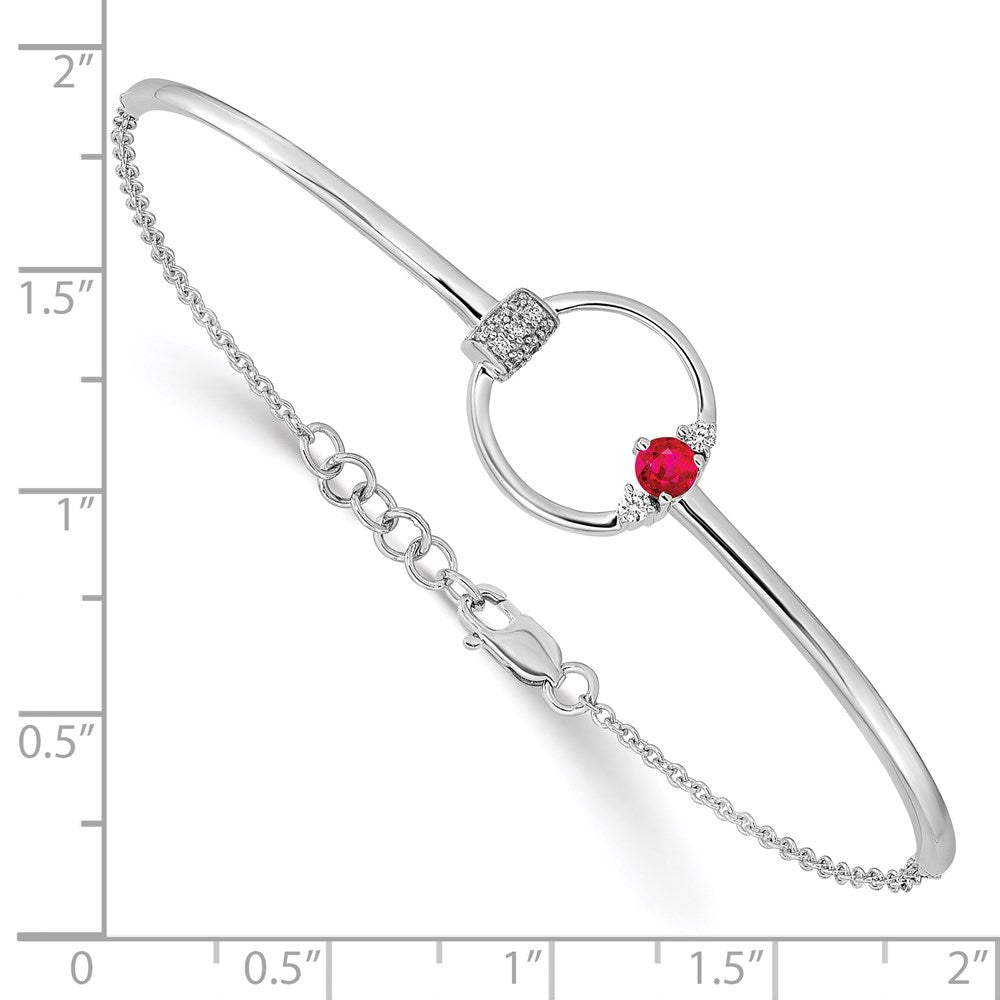 14K Gelbgold-Armband mit natürlichem Rubin und Diamant, rund, poliert, 17,8 cm