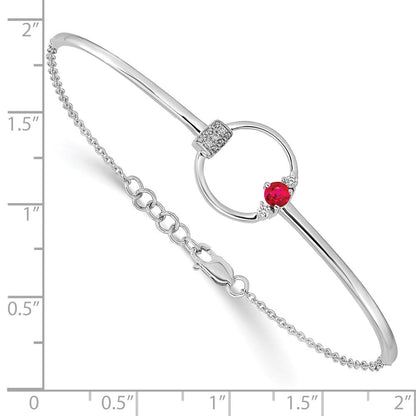 14K Gelbgold-Armband mit natürlichem Rubin und Diamant, rund, poliert, 17,8 cm