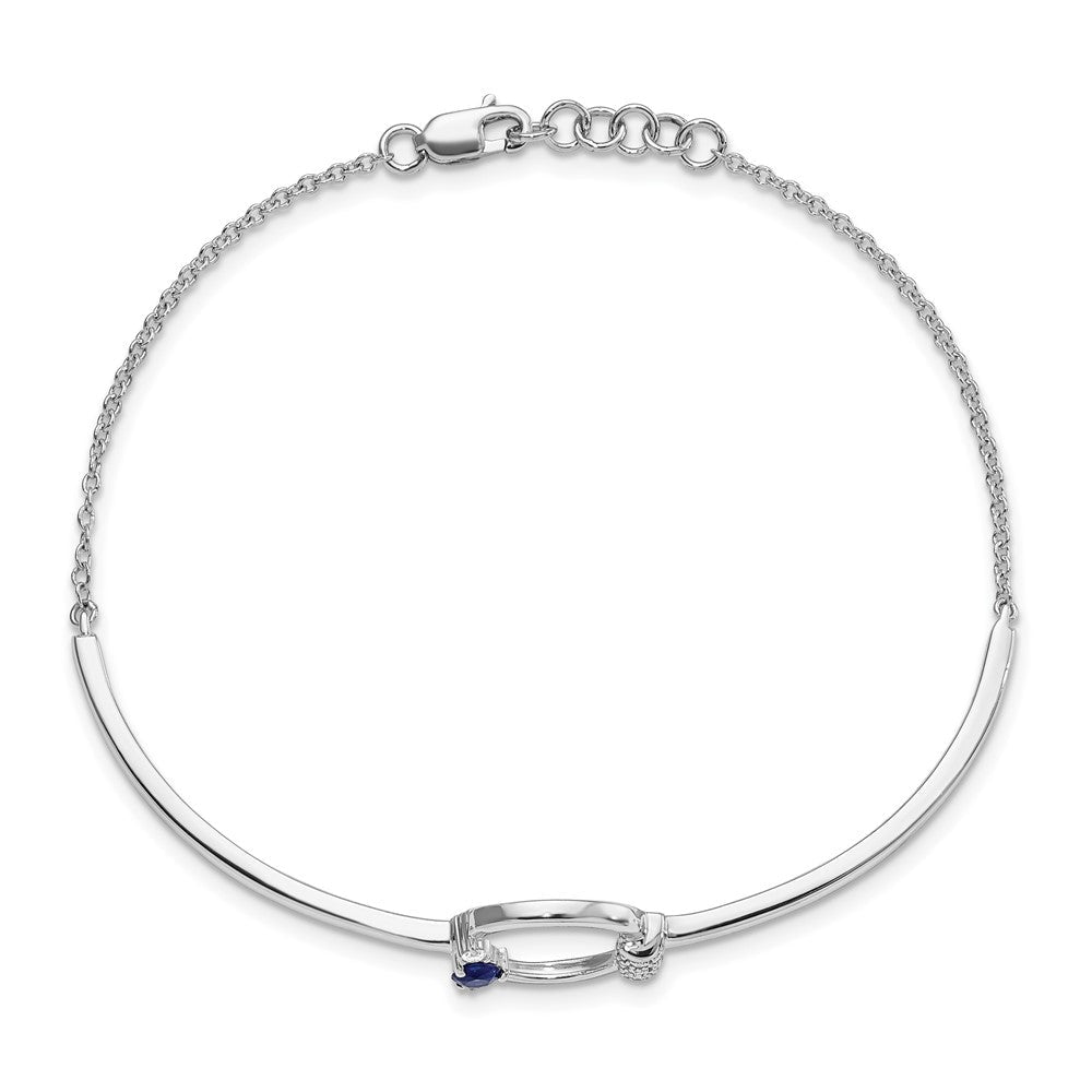 14K Gelbgold Armband mit Saphir und natürlichem Diamant, 17,8 cm mit 1,3 cm Verlängerung