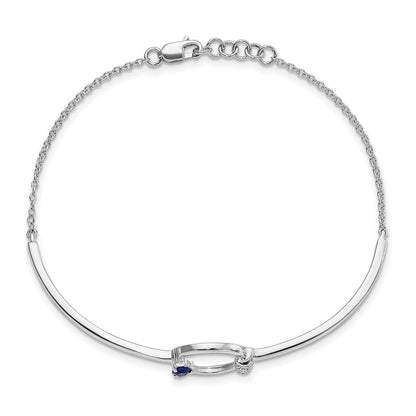 14K Gelbgold Armband mit Saphir und natürlichem Diamant, 17,8 cm mit 1,3 cm Verlängerung