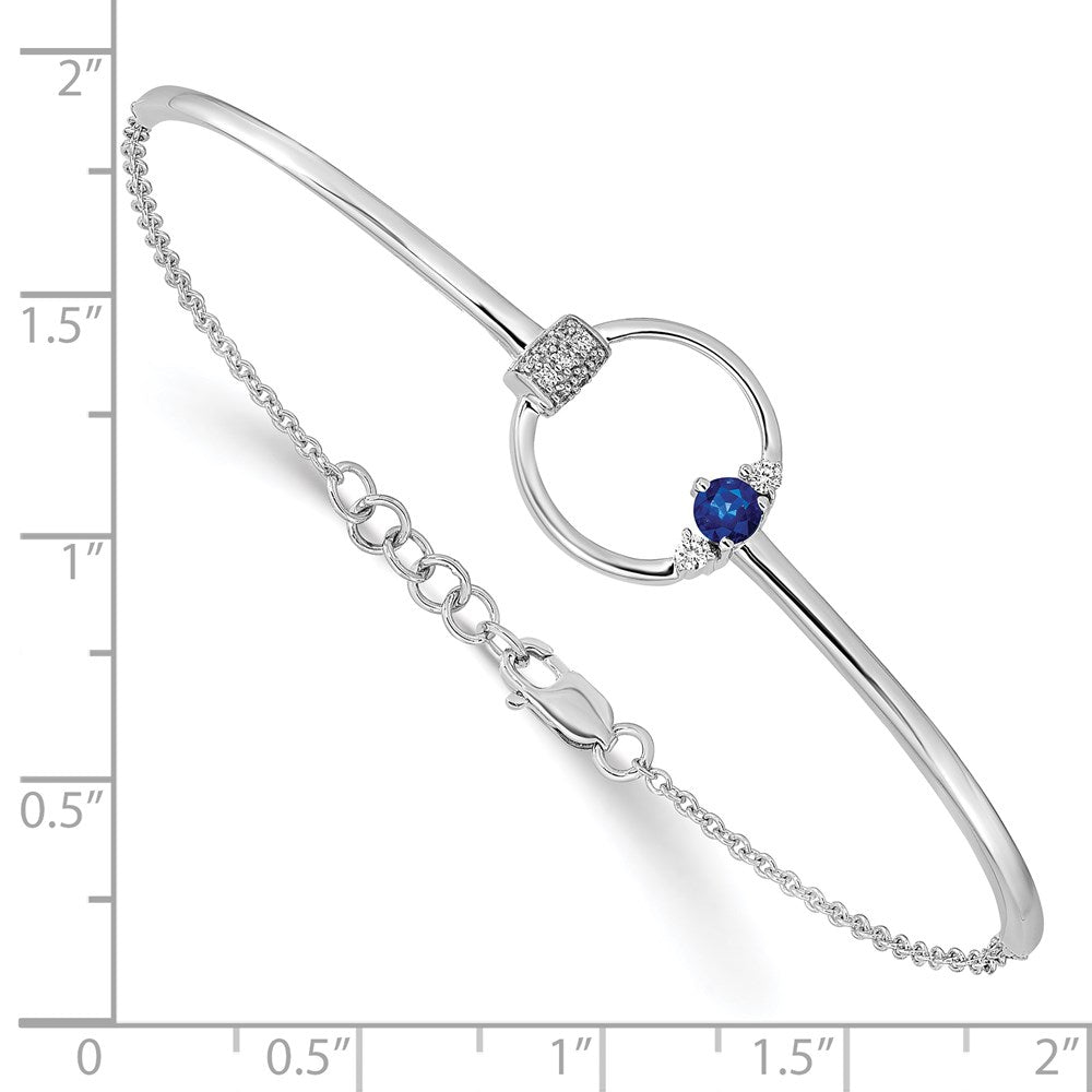 14K Gelbgold Armband mit Saphir und natürlichem Diamant, 17,8 cm mit 1,3 cm Verlängerung