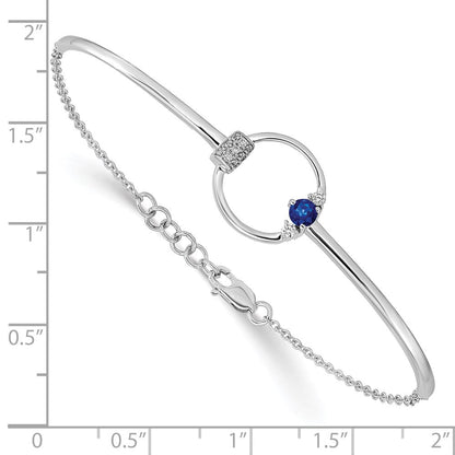 14K Gelbgold Armband mit Saphir und natürlichem Diamant, 17,8 cm mit 1,3 cm Verlängerung