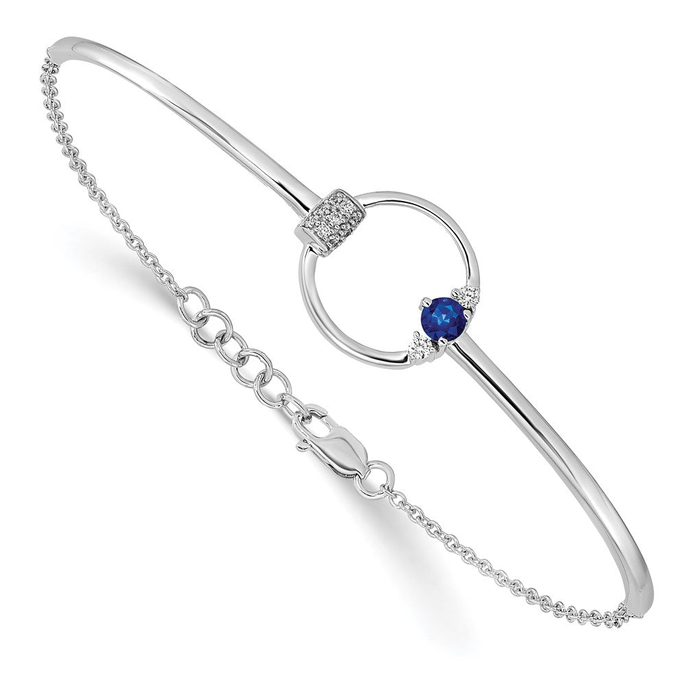 14K Gelbgold Armband mit Saphir und natürlichem Diamant, 17,8 cm mit 1,3 cm Verlängerung