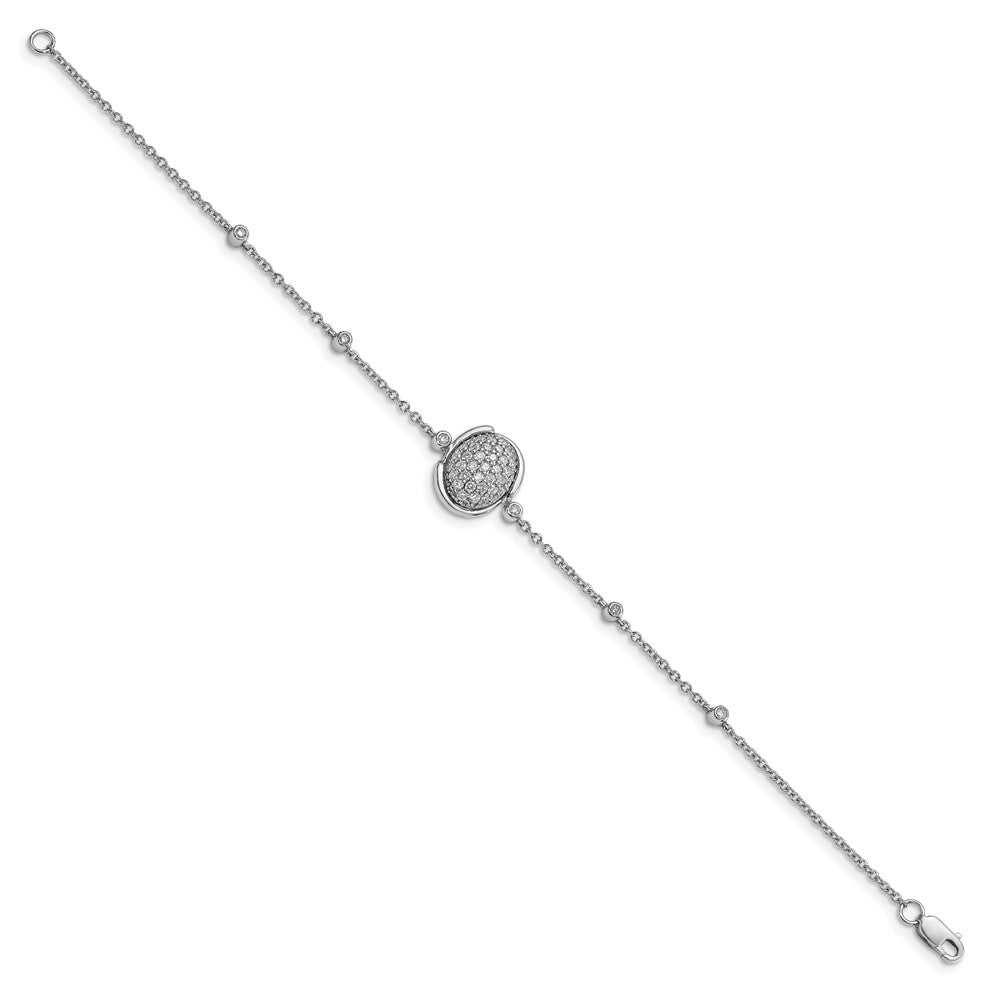 14K Gelbgold Armband mit runden Diamanten in Zargen- und Pavéfassung, poliert, 17,8 cm