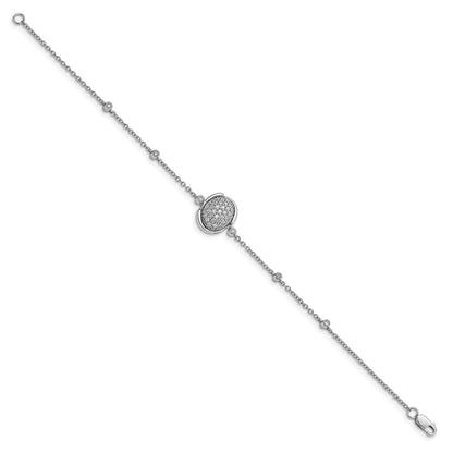 14K Gelbgold Armband mit runden Diamanten in Zargen- und Pavéfassung, poliert, 17,8 cm
