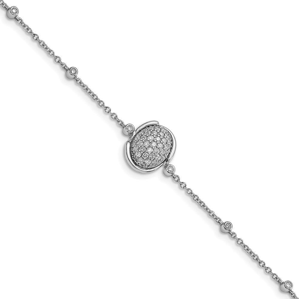 14K Gelbgold Armband mit runden Diamanten in Zargen- und Pavéfassung, poliert, 17,8 cm