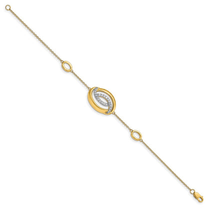 14-Karat-Gelbgold-Armband mit poliertem Oval, 18 cm, mit natürlichen Diamanten