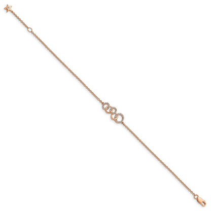 14K Gelbgold Armband mit natürlichen Diamanten, Kreis- und Stern-Anhänger, 17,8 cm