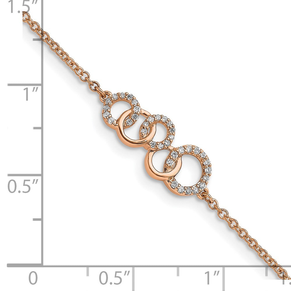 14K Gelbgold Armband mit natürlichen Diamanten, Kreis- und Stern-Anhänger, 17,8 cm