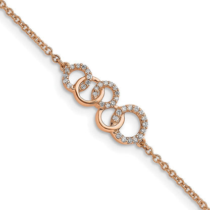 14K Gelbgold Armband mit natürlichen Diamanten, Kreis- und Stern-Anhänger, 17,8 cm