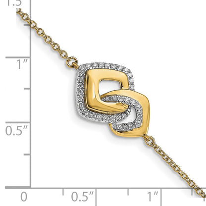 14K Gelbgold poliertes Armband mit natürlichen Diamanten, rund, 17,8 cm