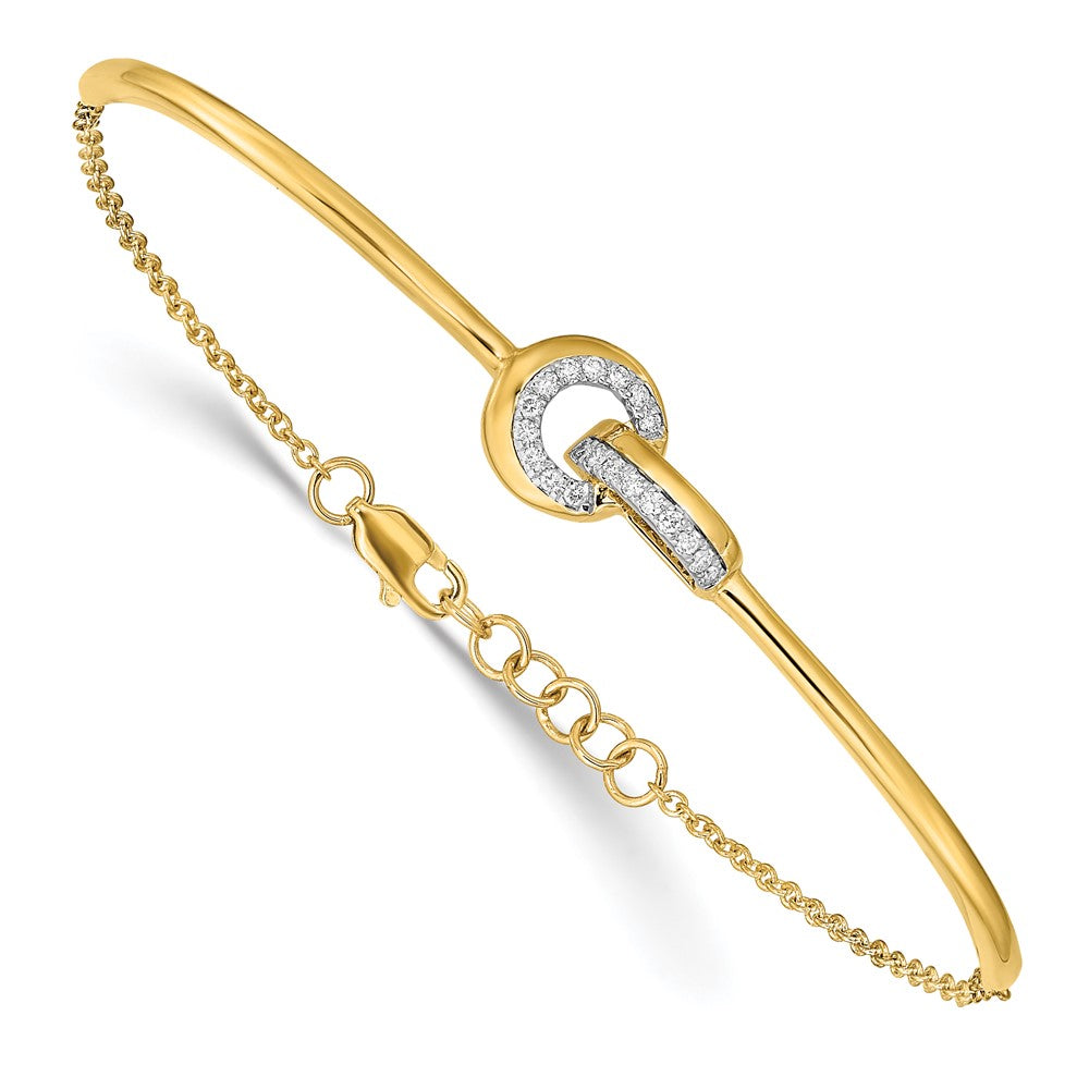 14K Gelbgold poliertes Armband mit natürlichen Diamanten, Balken in Fantasieform, 17,8 cm mit 1,3 cm Verlängerung