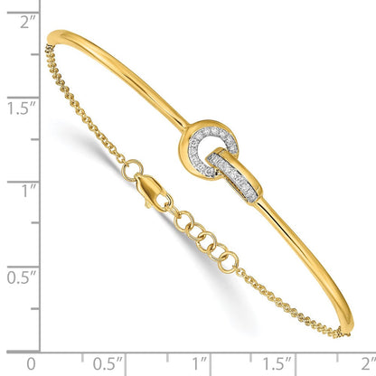 14K Gelbgold poliertes Armband mit natürlichen Diamanten, Balken in Fantasieform, 17,8 cm mit 1,3 cm Verlängerung