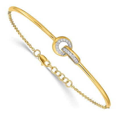 14K Gelbgold poliertes Armband mit natürlichen Diamanten, Balken in Fantasieform, 17,8 cm mit 1,3 cm Verlängerung