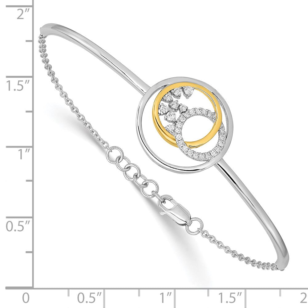 14K Bicolor Armband mit Diamant-Kreis-Cluster-Stab, 17,8 cm mit 1,3 cm Verlängerung, 0,5 ct. Gesamtgewicht natürliche Diamanten