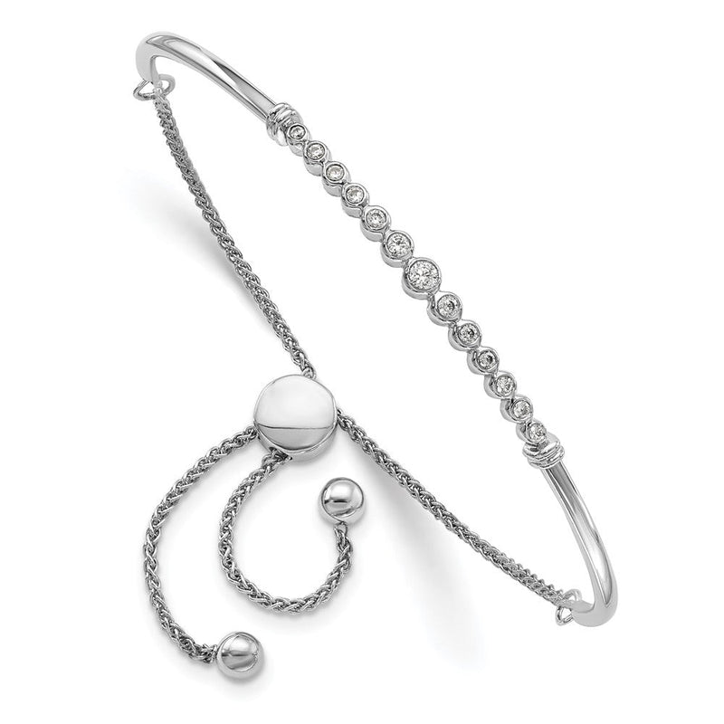 14K Weißgold 1/5 Ct. Im Labor Gezüchtet Diamant Vs/si+ G+ Komplett Verstellbar Bolo Armband