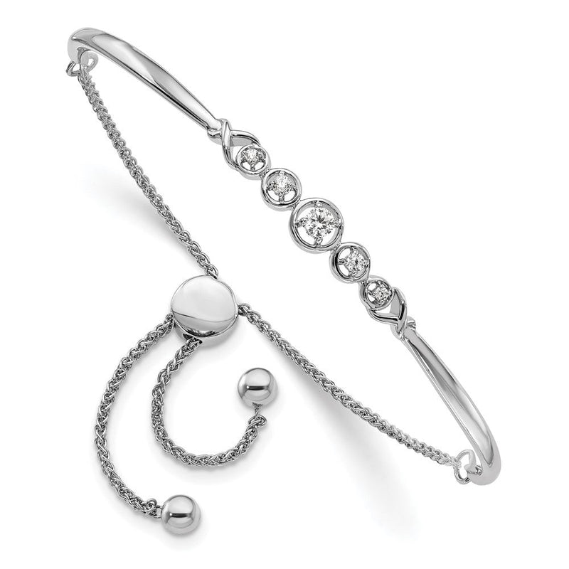 14K Weißgold 1/6 Ct. Im Labor Gezüchtet Diamant Vs/si+ G+ Verstellbar Bolo Armband