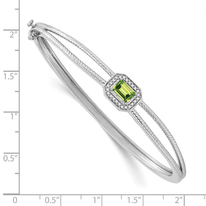 14K Gelbgold Armreif mit Peridot im Smaragdschliff und natürlichen Diamanten, Halo