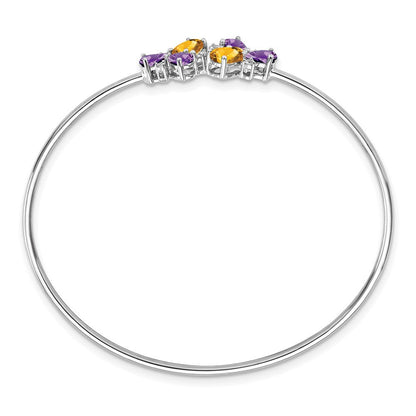 14K Gelbgold Armreif mit Citrin, Amethyst und Diamanten