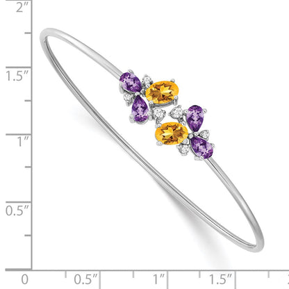 14K Gelbgold Armreif mit Citrin, Amethyst und Diamanten