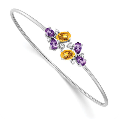 14K Gelbgold Armreif mit Citrin, Amethyst und Diamanten