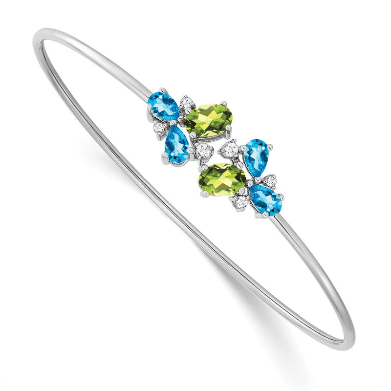 14K Gelbgold Armband mit Peridot, Swiss Blue Topas und natürlichem Diamant