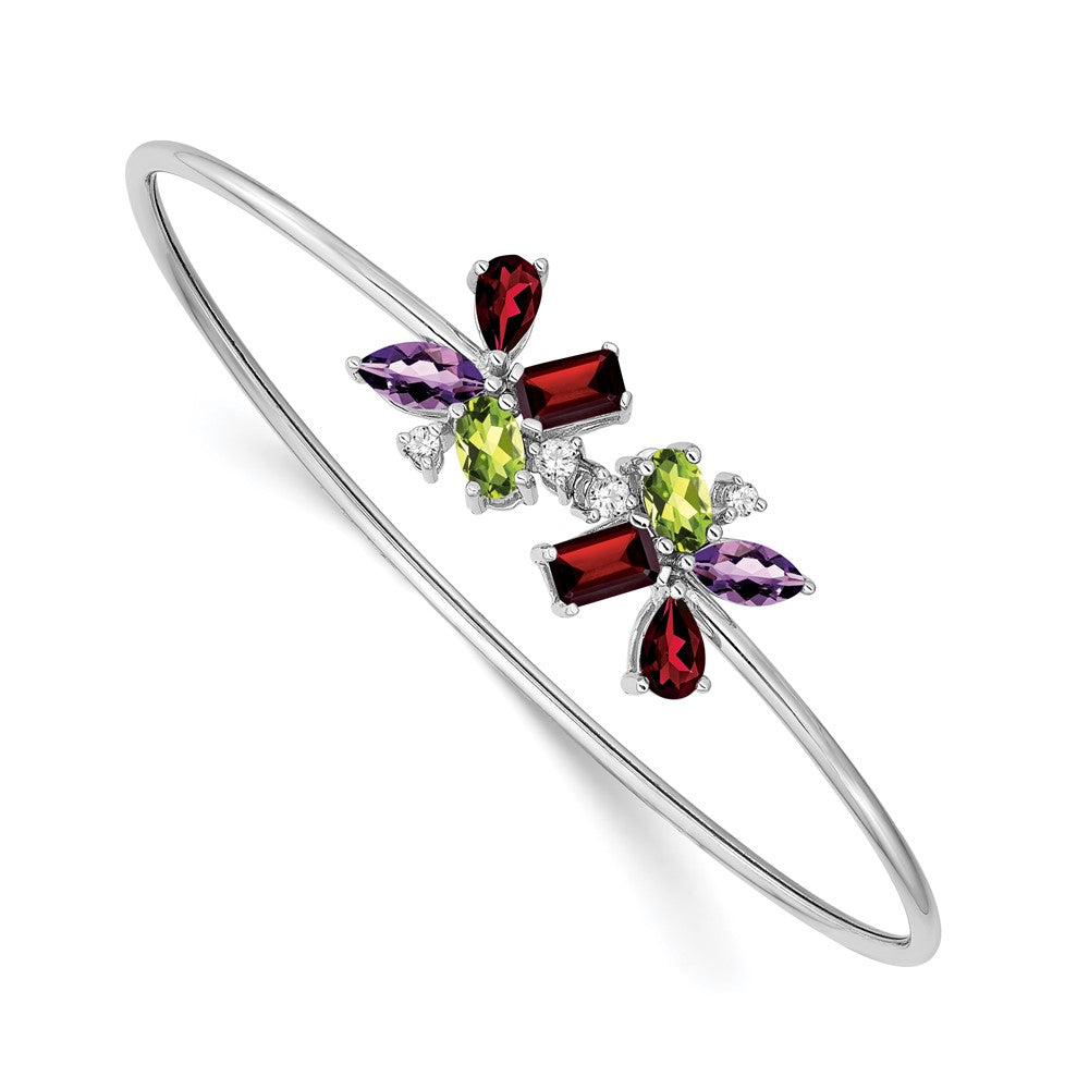 14K Gelbgold Armreif mit Amethyst, Peridot, Granat und Diamant