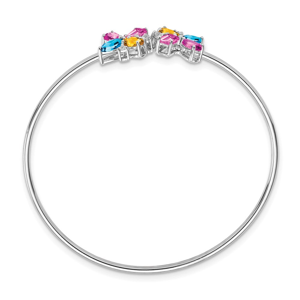 14K Gelbgold Armreif mit blauem Topas, Citrin, Saphir & natürlichen Diamanten