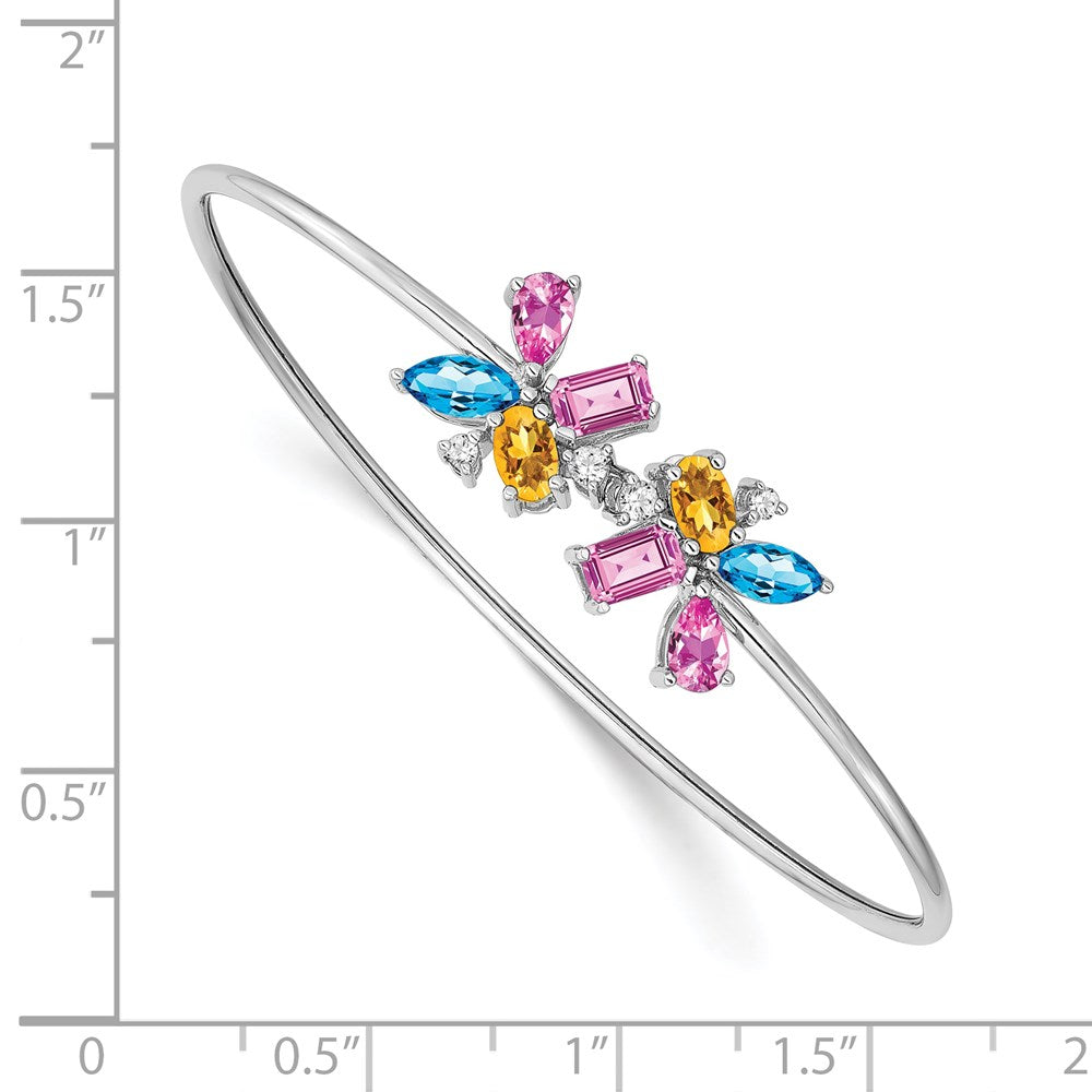 14K Gelbgold Armreif mit blauem Topas, Citrin, Saphir & natürlichen Diamanten