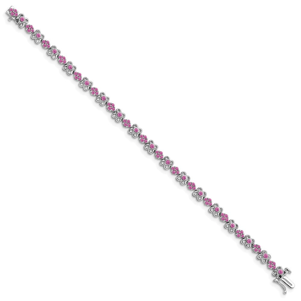 14K Gelbgold Armband mit Labor-Saphir in Rosa