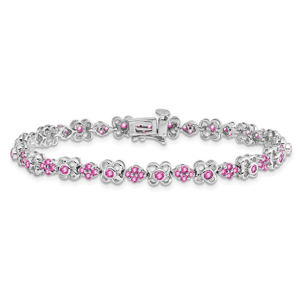 14K Gelbgold Armband mit Labor-Saphir in Rosa