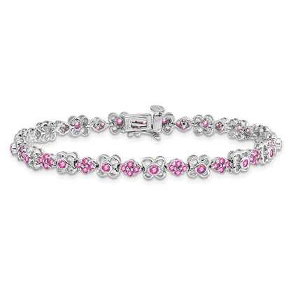 14K Gelbgold Armband mit Labor-Saphir in Rosa