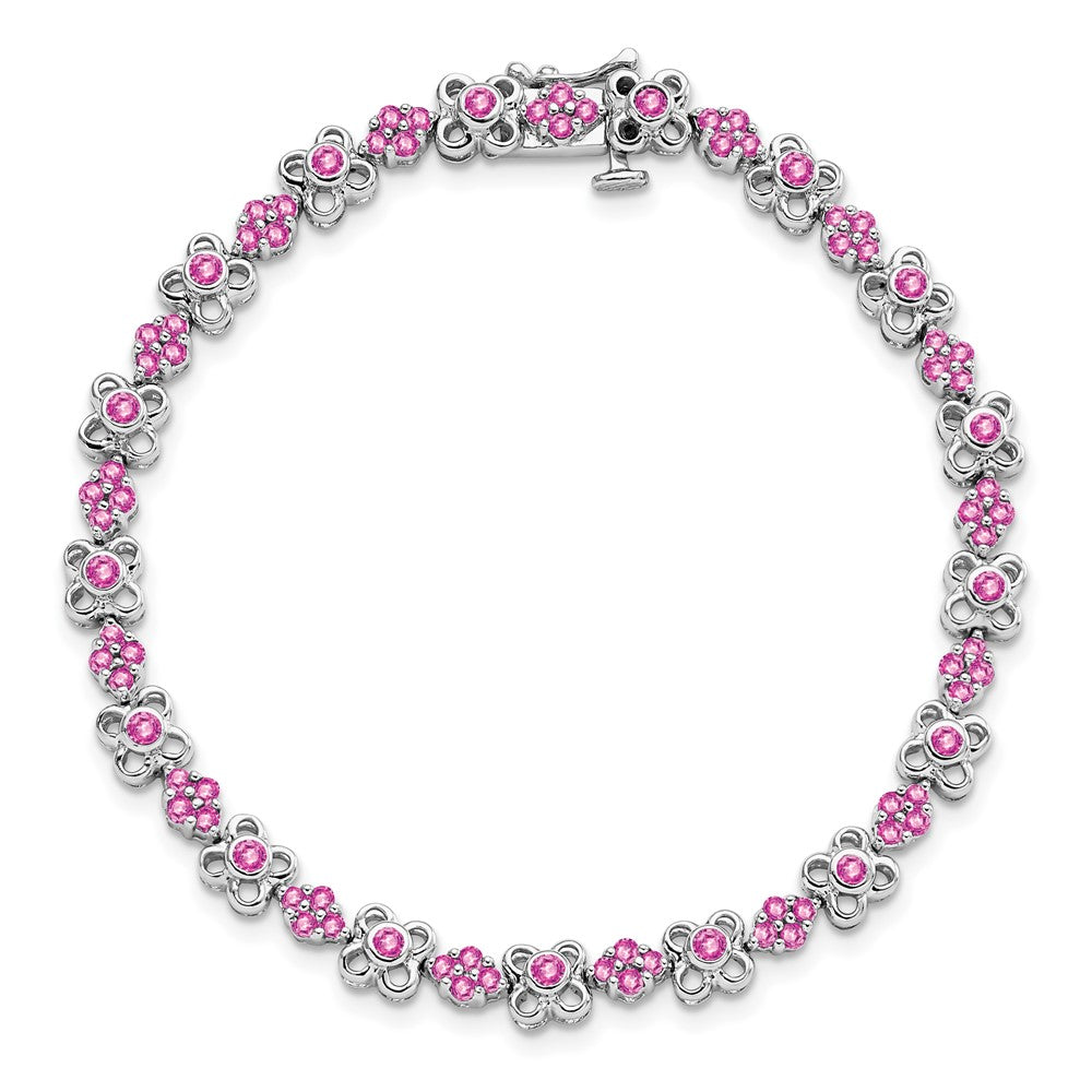 14K Gelbgold Armband mit Labor-Saphir in Rosa