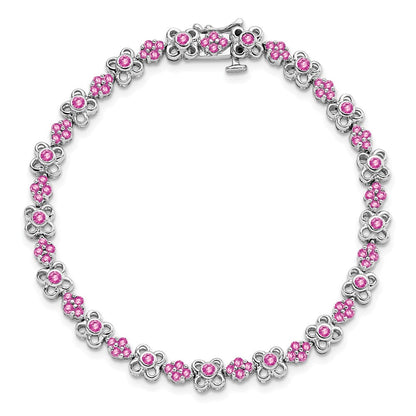 14K Gelbgold Armband mit Labor-Saphir in Rosa