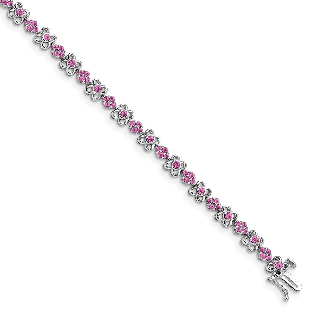 14K Gelbgold Armband mit Labor-Saphir in Rosa