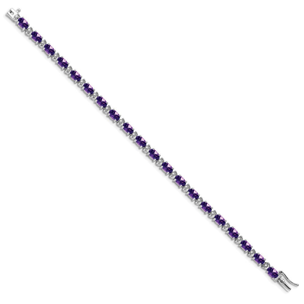14K Gelbgold Armband mit ovalem Amethyst und natürlichen Diamanten